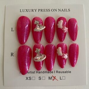 Luxury Pink Press On Hand Made Nails